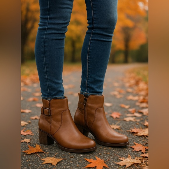 Bussola New York Leather Ankle Block Heel Boots in Nevada Fossil - Picture 8 of 8
